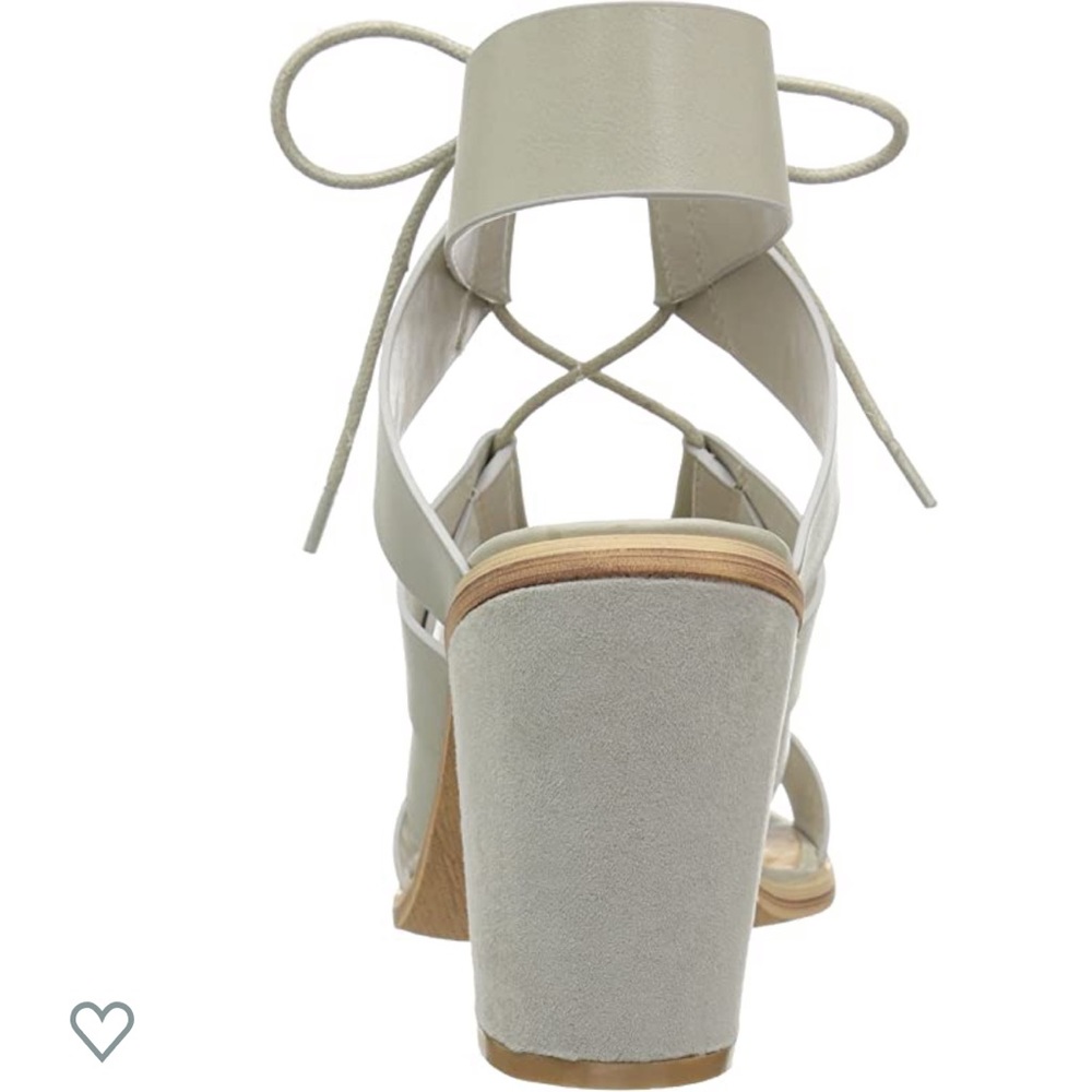 Ash Gray Block Heel Caged Lace Up Gladiator Heels - Picture 5 of 5